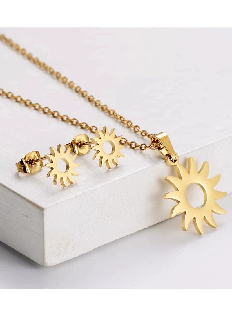 Goolsky Minimalist Titanium Steel Necklace & Earrings Set – Women’s Elegant Dainty INS Style Jewelry, Hypoallergenic Fade-Resistant Daily Wear Gift - Image 1