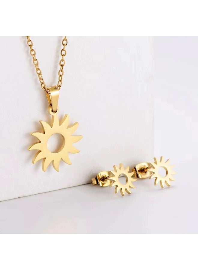 Goolsky Minimalist Titanium Steel Necklace & Earrings Set – Women’s Elegant Dainty INS Style Jewelry, Hypoallergenic Fade-Resistant Daily Wear Gift - Image 2