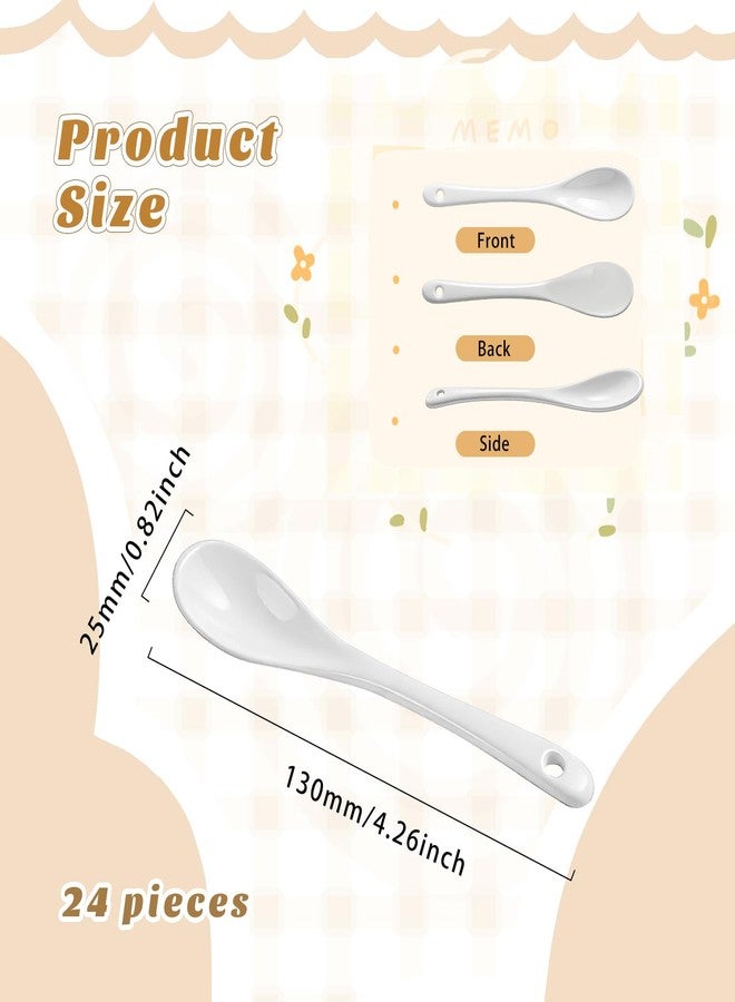 BOSMIOW 24pcs 13cm/5inch White Ceramic Coffee Spoons,Long Handle Porcelain Egg Spoons,Espresso Stirring Spoon,Teaspoon for Yogurt,Ice-cream,Appetizers,Desserts - Image 2