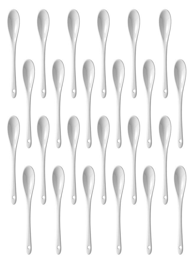 BOSMIOW 24pcs 13cm/5inch White Ceramic Coffee Spoons,Long Handle Porcelain Egg Spoons,Espresso Stirring Spoon,Teaspoon for Yogurt,Ice-cream,Appetizers,Desserts - Image 1