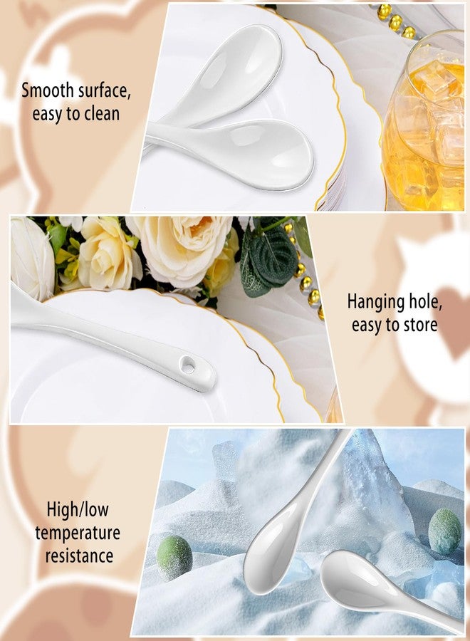 BOSMIOW 24pcs 13cm/5inch White Ceramic Coffee Spoons,Long Handle Porcelain Egg Spoons,Espresso Stirring Spoon,Teaspoon for Yogurt,Ice-cream,Appetizers,Desserts - Image 3