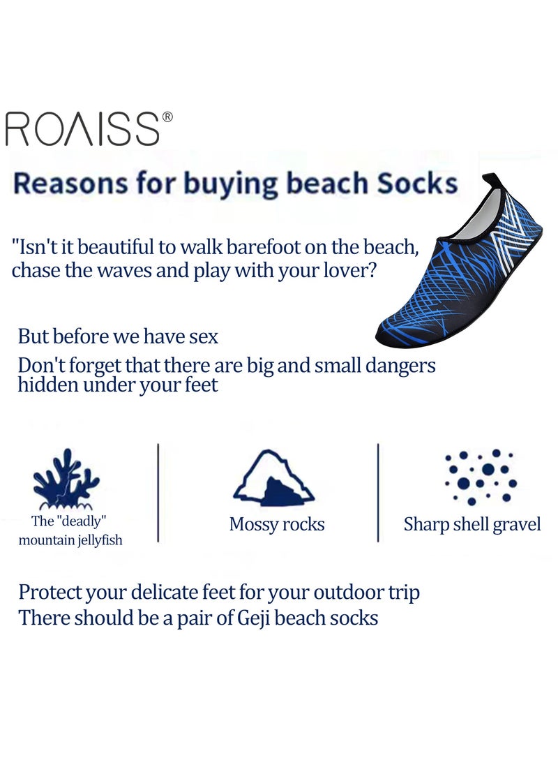 Men's Water Beach Shoes Adult Men Outdoor Quick Dry Aqua Barefoot Beach Shoes Soft Soled Non Slip Diving Shoes Fashion Pattern Exercise Fitness Shoes Colorblock Water Shoes