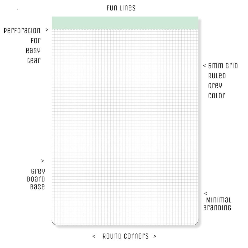 Fun Lines Premium Quad Ruled Perforated Pads (A4-5mm Grid -Pack of 2)- 8.5 x 11.75 inch - Image 2