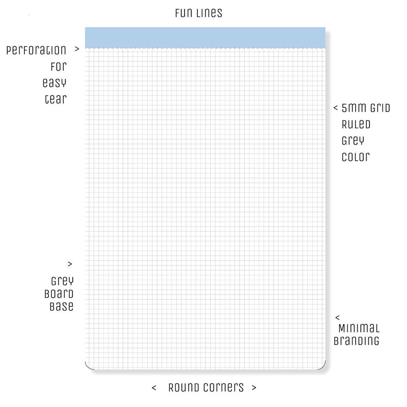Fun Lines Premium Quad Ruled Perforated Pads (A4-5mm Grid -Pack of 2)- 8.5 x 11.75 inch - Image 3