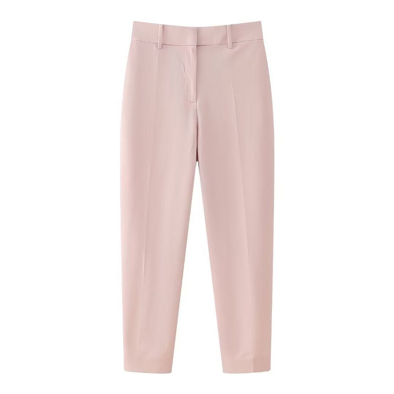 Cross-border Foreign Trade ZA Womens 2024 Summer Fashion All-match Simple Straight Casual Pipe Pants lotus root color