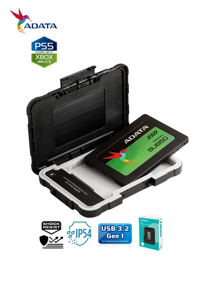 ADATA ED600 DURABLE External Enclosure for HDD and SSD  | Compatible with PS5 XBOX | Water Dust Resistance 2.5"  - Image 3
