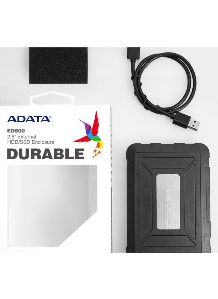 ED600 DURABLE External Enclosure for HDD and SSD  | Compatible with PS5 XBOX | Water Dust Resistance 2.5"