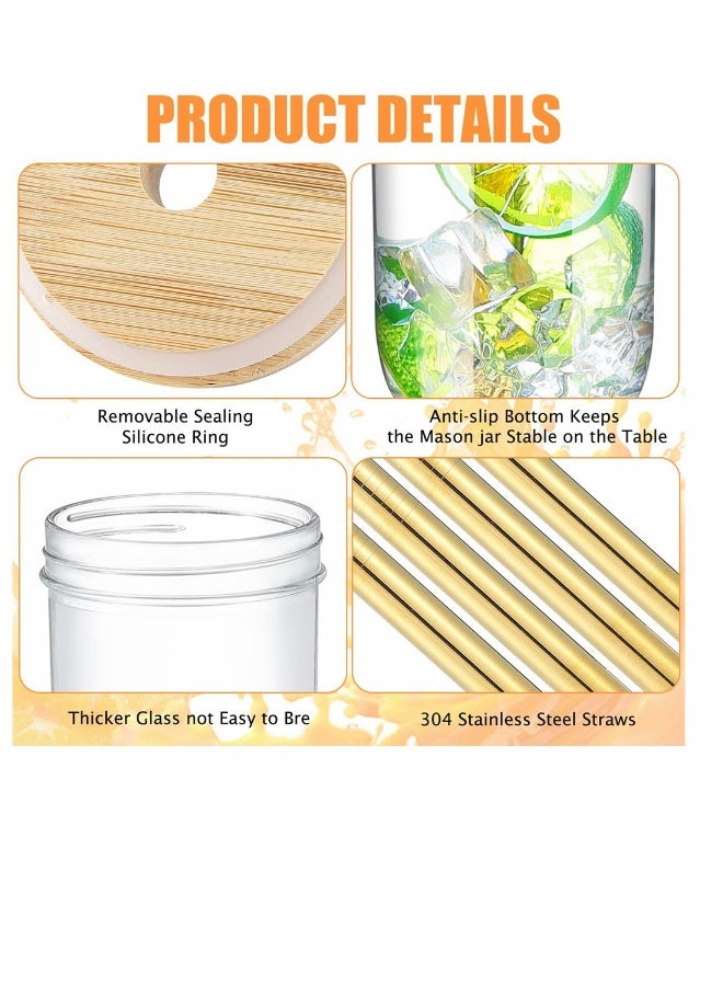 Mason Jar Cups with Lids and Straws Reusable Wide Mouth Ball Mason Jar Drinking Glasses Tumbler, 24 Oz Travel Bottle for Iced Coffee, Juicing, Tea, Milk, Homemade Beverages, 2 Pack  - Image 4