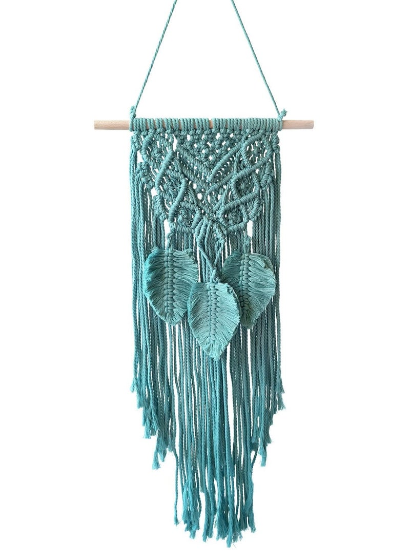 SYOSI Macrame Woven Wall Hanging Boho Chic Home Decoration Art Wall Leaf Feather Handmade Tapestries Handmade Natural Cotton Suitable for Wedding Bedroom Living Room Background Wall  - Image 4