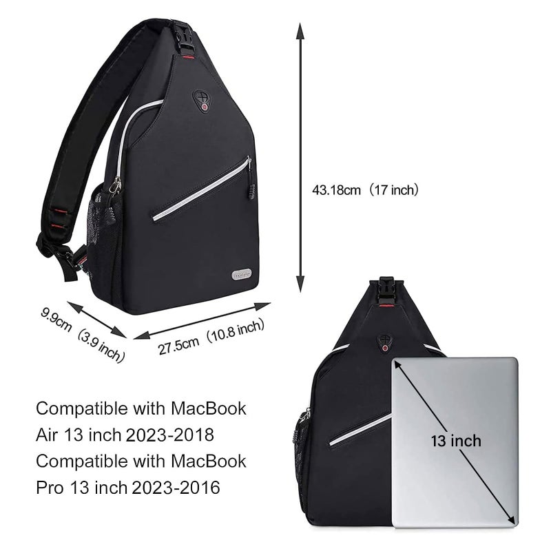 MOSISO Rope Sling Backpack (Up to 13 inch), Multipurpose Crossbody Chest One Shoulder Outdoor Travel Hiking Daypack, Black - Image 3