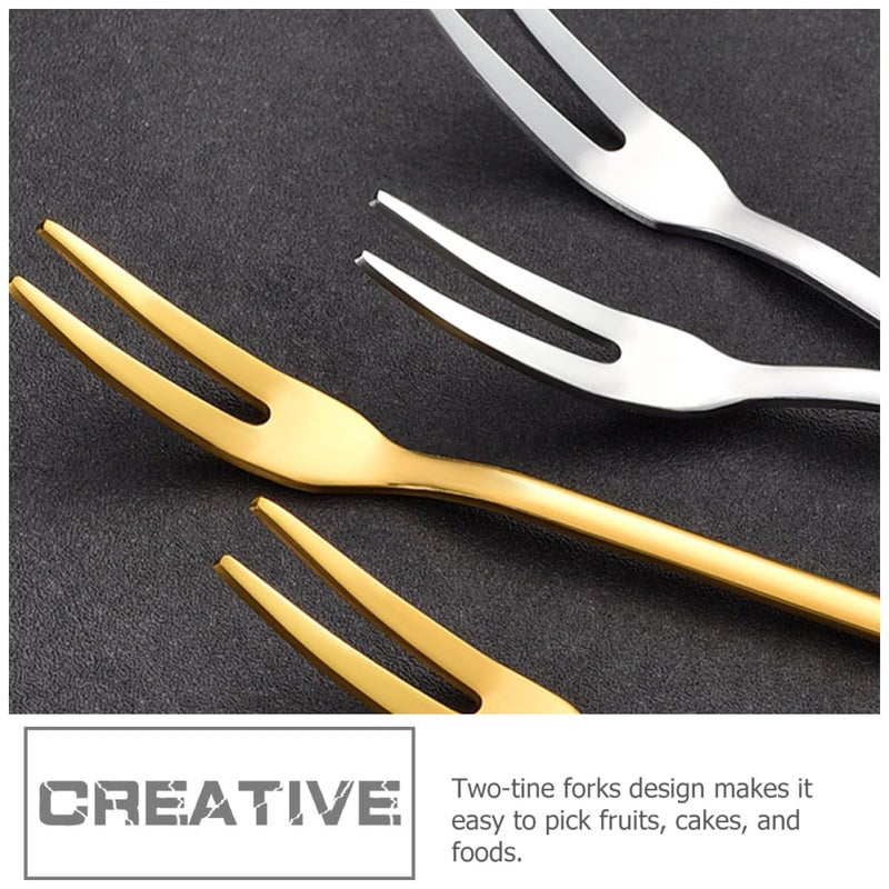 Stainless Steel Two Tine Fruit Forks 10pcs Set Cute Cherry Blossom Design for Dessert Appetizers - Image 5