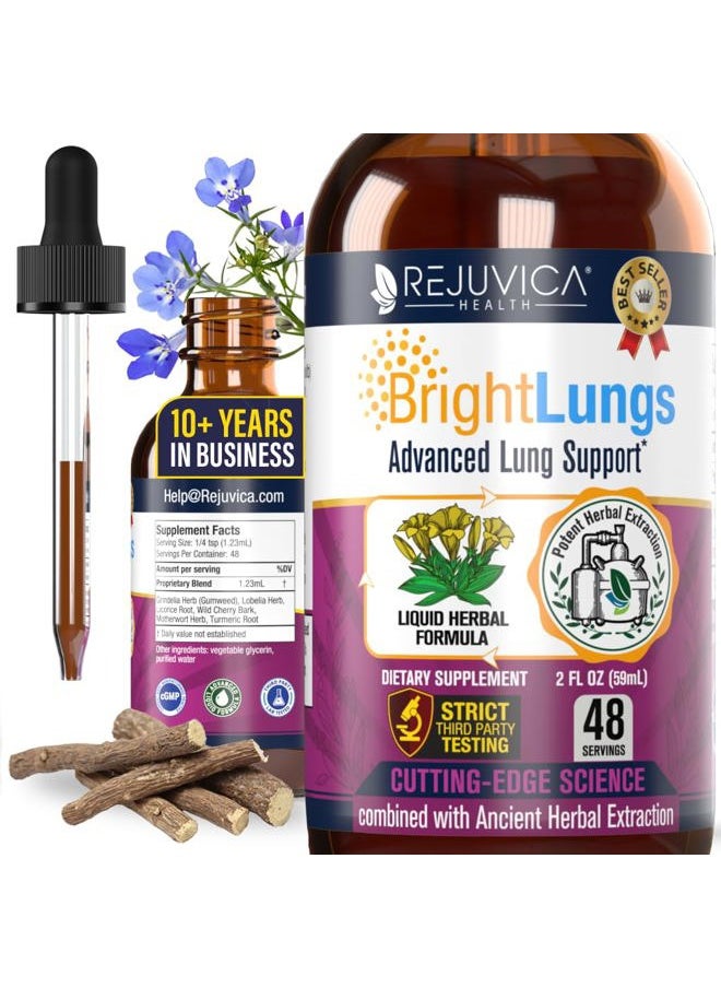 Rejuvica Health Bright Lungs - Lung Detox Support Supplement to Help Maintain Overall Lung & Respiratory Health - Grindelia, Lobelia, Licorice, Wild Cherry & More!  - Image 1