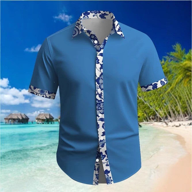 Men's Summer Hawaiian Digital Print Short Sleeve Shirt - Image 3