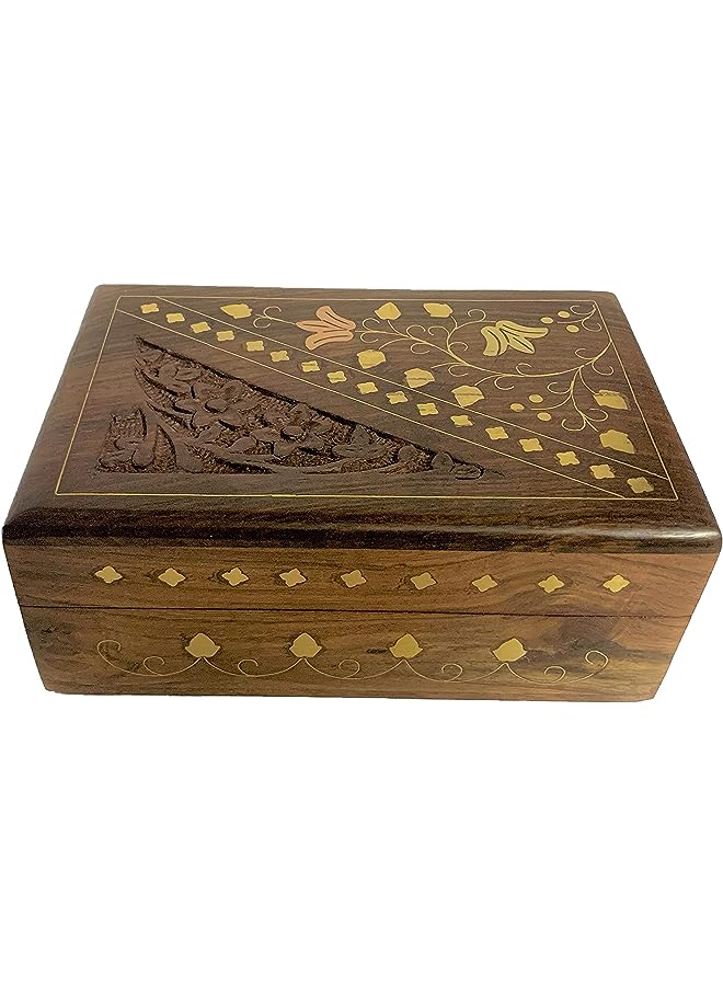 PROMASS Handmade Wooden Jewellery Box for Women Wood Jewel Organizer wooden box (15x10x6cm) - Image 1