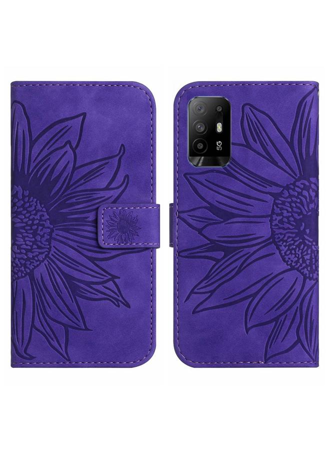 إيروريكس جراب لهاتف OPPO Reno5 Z/A94 5G/A95 5G، جراب هاتف جلدي قلاب بنقشة زهرة الشمس مع حبل تعليق - Image 2