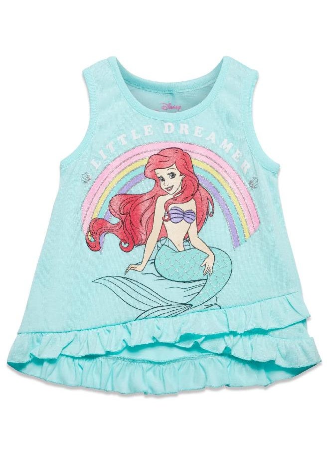 Disney Disney Princess Ariel Little Girls Crossover Tank Top Dolphin Active and French Terry Shorts Blue 6  - Image 3