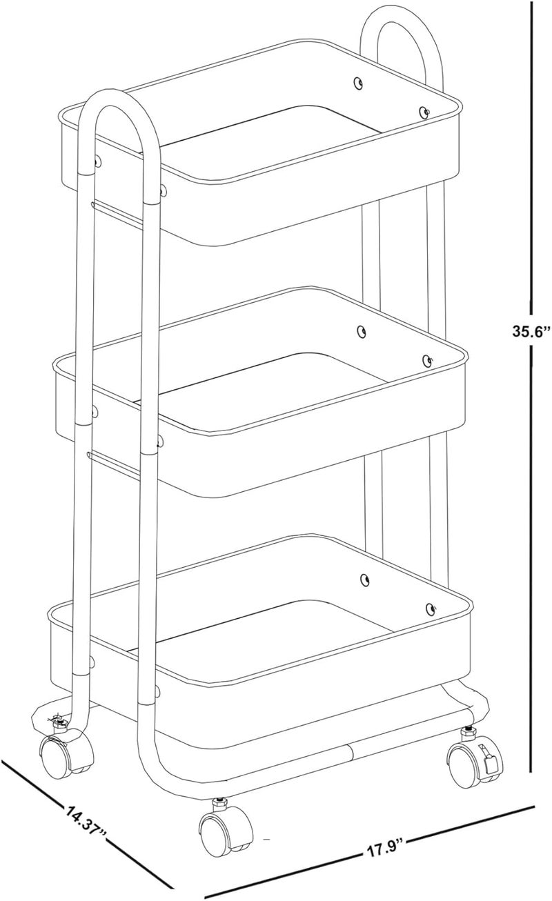 Realspace Mobile 3Tier Storage Cart 3558H x 171516W x 14516D OffWhite - Image 4