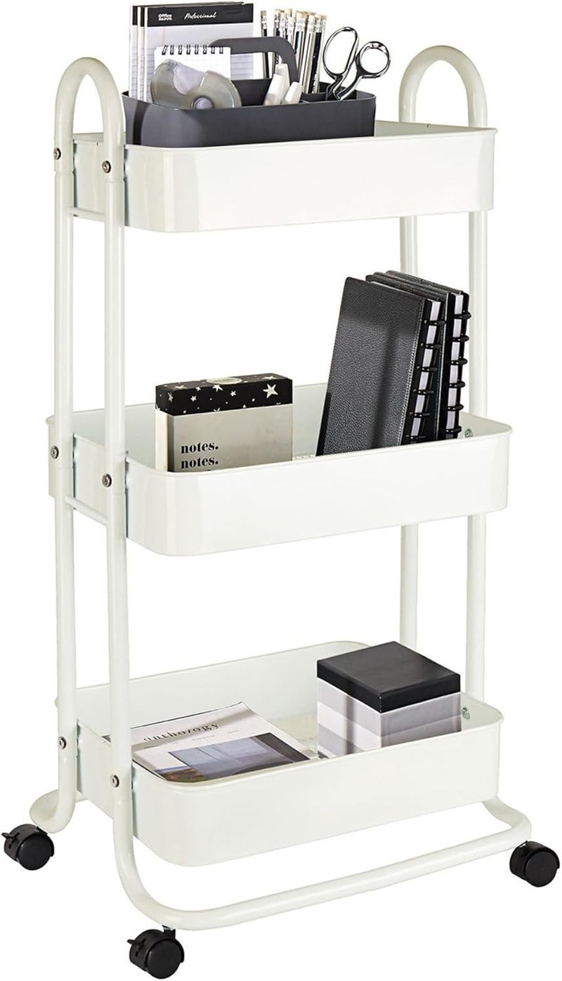 Realspace Mobile 3Tier Storage Cart 3558H x 171516W x 14516D OffWhite - Image 1