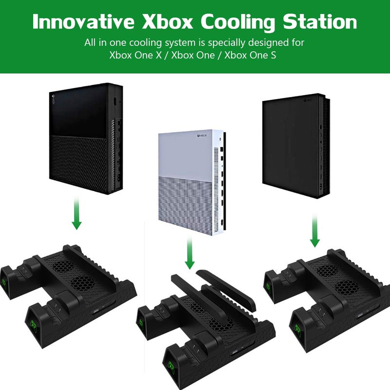 CTPOWER Cooling Stand for Xbox One/One S/One X, Vertical Charging Station with 2 Pack 600mAh Batteries, Games Storage, Dual Controller Charging Station - Image 5