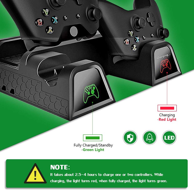 CTPOWER Cooling Stand for Xbox One/One S/One X, Vertical Charging Station with 2 Pack 600mAh Batteries, Games Storage, Dual Controller Charging Station - Image 4