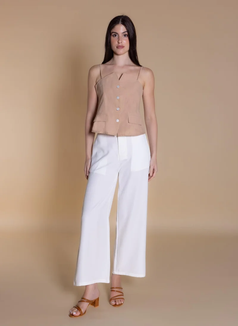 شايبس LINEN BLEND DETAILED TOP