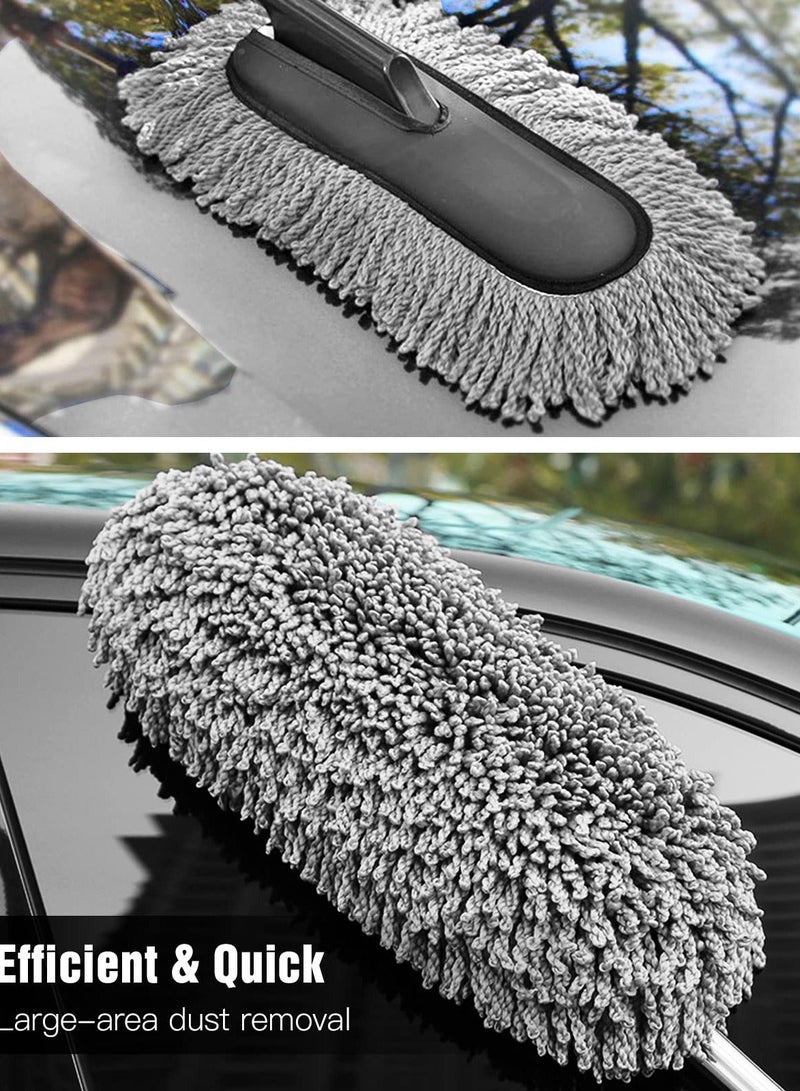 Beauenty Car Duster - Extendable Long Handle Microfiber Car Duster, Scratch-Free Exterior Car Cleaning Tool, Dust Brush for Trucks, Pickups,  Motorcycles, and More, Gray. - Image 3