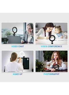 Thoraya 6inches LEDs Selfie Ring Light with Clamp USB Operated 3 Colors Temperature Changing/ 3 Levels Dimmable Brightness Adjustable& Illuminating Angle Adjustable for Laptop PC Monitor Video Meeting Makeup Live Show  - Image 2