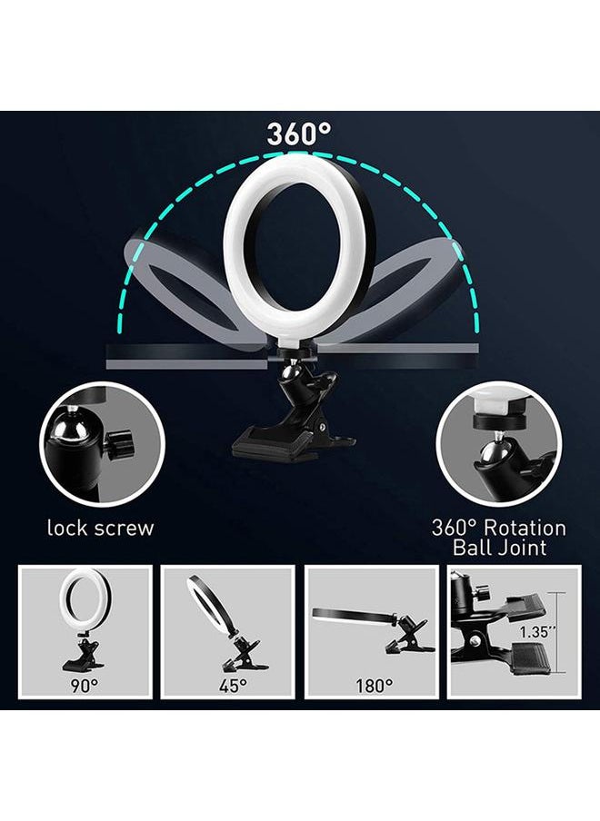 Thoraya 6inches LEDs Selfie Ring Light with Clamp USB Operated 3 Colors Temperature Changing/ 3 Levels Dimmable Brightness Adjustable& Illuminating Angle Adjustable for Laptop PC Monitor Video Meeting Makeup Live Show  - Image 3