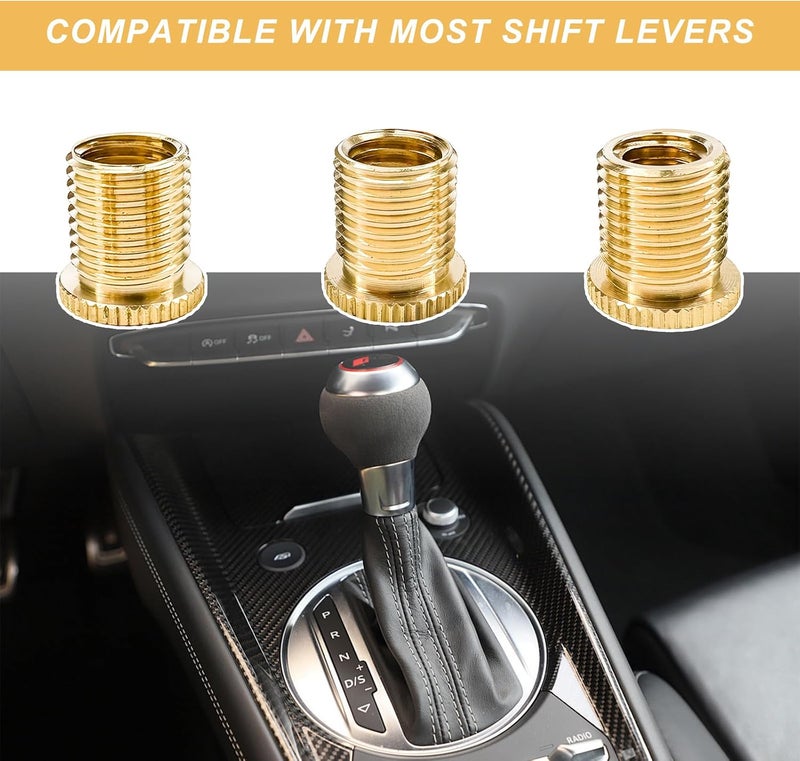 MUQIDA 3PCS Shift Knob Thread Adapters, M8 X 1.25/M10 X 1.25/M10 X 1.5 Brass Adapters for Gear Shift Heads, Universal Shifter Knob Threaded Screws for Manual Automatic Vehicle - Image 5