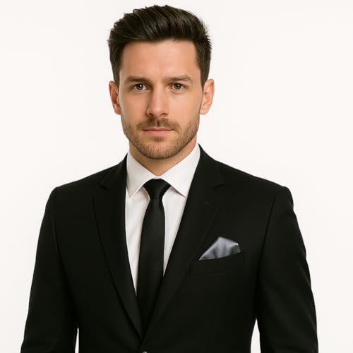 LEONARDI Men's Solid Pocket Square & Pocket Square Holder For Men's Combo | Microfiber | 30cm x 30cm | Pack of 2 (GRAY) - Image 5