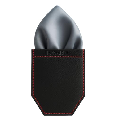 LEONARDI Men's Solid Pocket Square & Pocket Square Holder For Men's Combo | Microfiber | 30cm x 30cm | Pack of 2 (GRAY) - Image 1