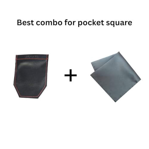 LEONARDI Men's Solid Pocket Square & Pocket Square Holder For Men's Combo | Microfiber | 30cm x 30cm | Pack of 2 (GRAY) - Image 3