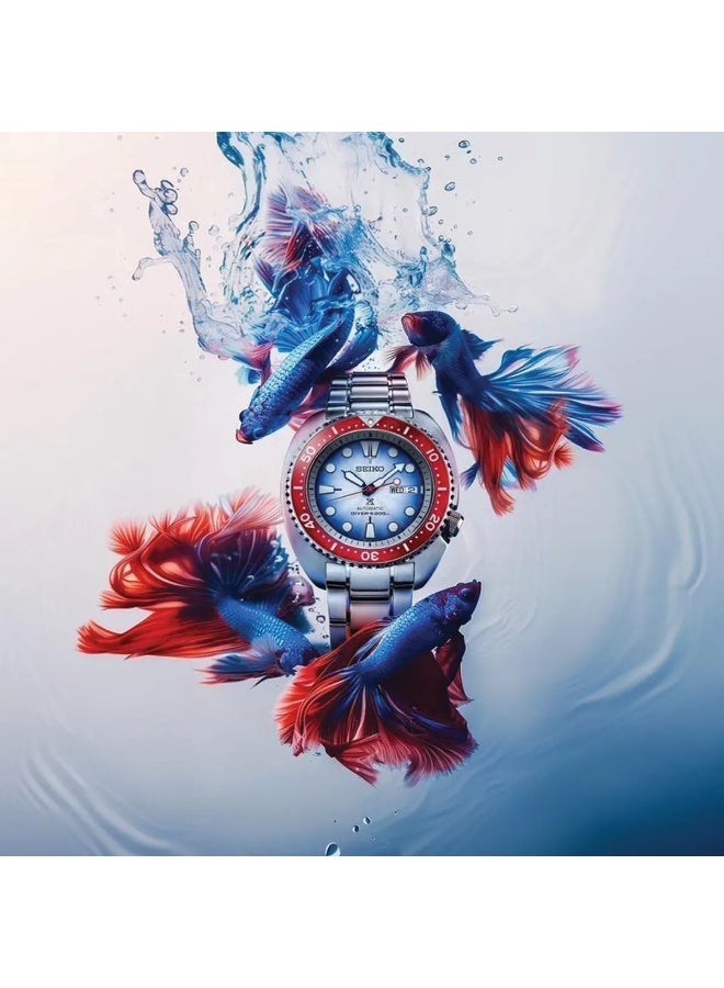 سيكو Limited Edition Prospex Siamese Fighting Fish Men’s Watch SRPL17, 45 mm Blue Dial, Stainless Steel Case & Bracelet, 200 m WR - Image 4