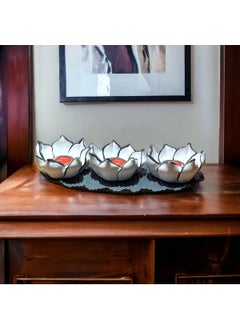 Taşdevri Life Tasdevri Life Decorative 3-Piece Lotus Candle Holder Gray  - Image 1