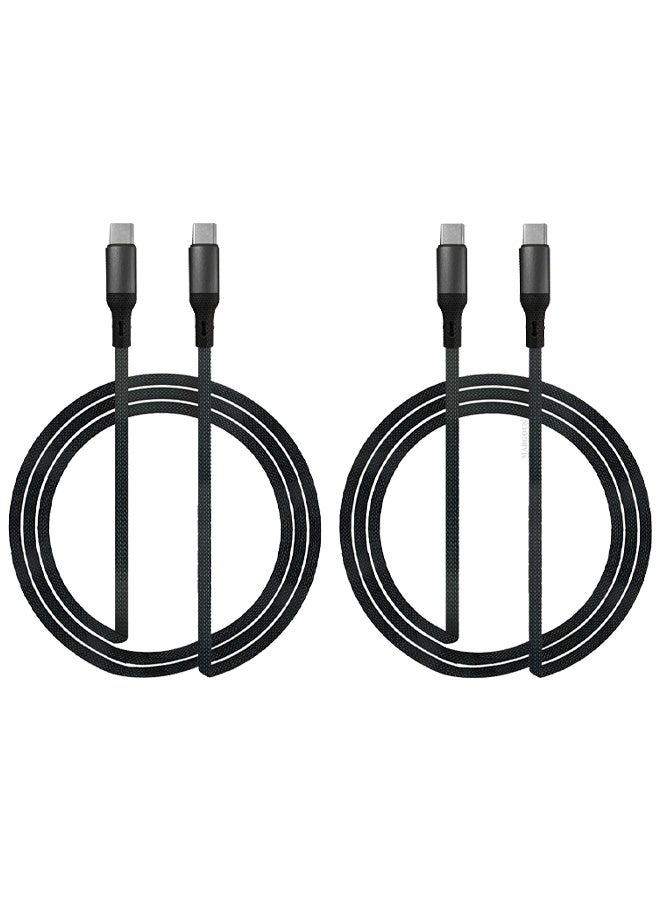 CATANES 2Packs Fast USB-C to USB-C Cable Premium Braided Fast Charging and Data Transfer, PD Supported 1m - Black - Image 1