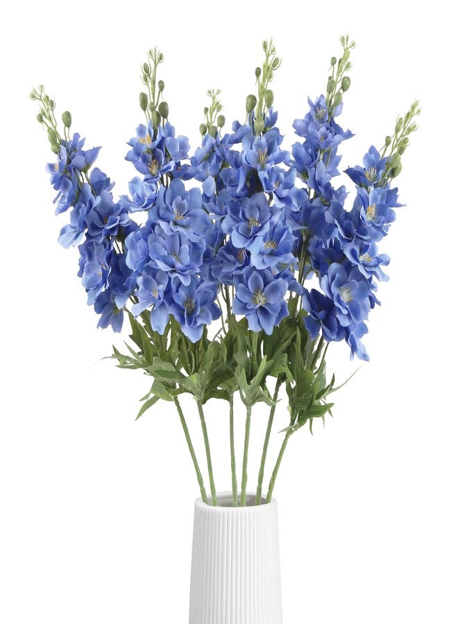 IPOPU Blue Delphinium Artificial Flowers,6PCS Faux Delphinium Bulk 28.74'' Realistic Silk Fake Snapdragon Flowers with Stems for Wedding Garden Table Home Decor (Deep Blue) - Image 1
