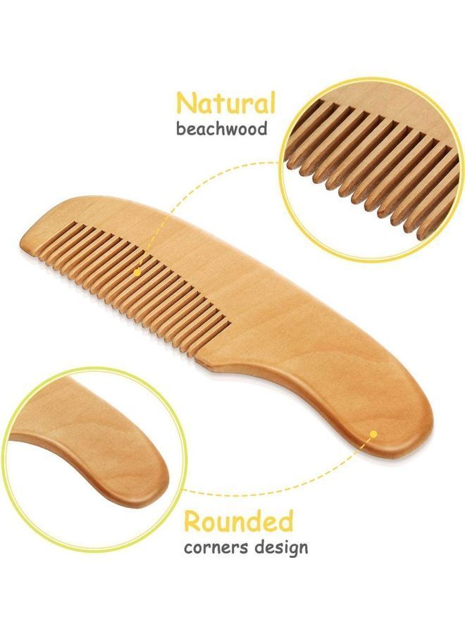 نيبمينينت مجموعة تتضمن مشطاً وفرشاً بشعيرات من الصوف الناعم ومزودة بمقبض خشبي مكونة 3 قطع بني - Image 3