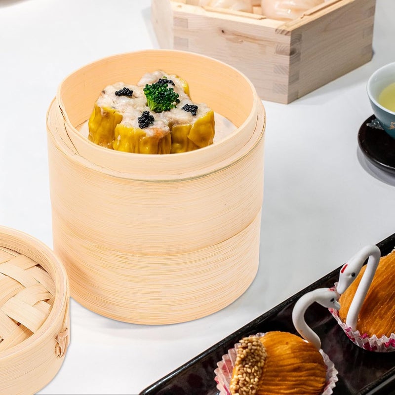 SUPVOX Steamer Basket Set 3pcs 10cm round Household Kitchen Steamer with Lid for Dumplings Buns and Dim Sum Cooking - Image 5