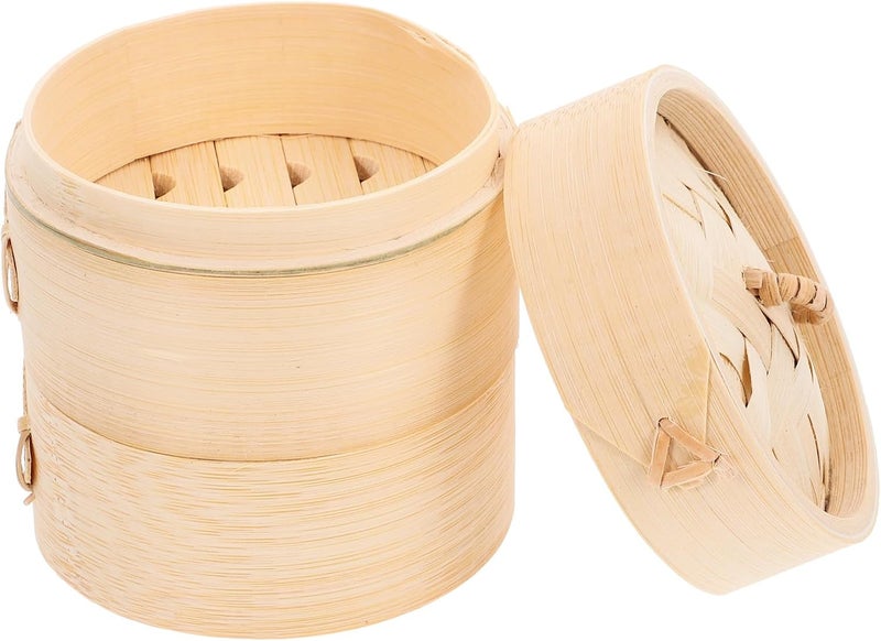 SUPVOX Steamer Basket Set 3pcs 10cm round Household Kitchen Steamer with Lid for Dumplings Buns and Dim Sum Cooking - Image 1