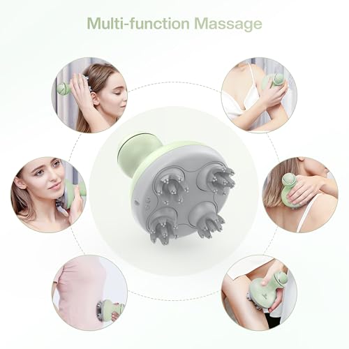 COMFIER Scalp Massager, Electric Head Scratcher, Portable Head Massager for Hair Growth with 84 Silicone Massage Nodes, Dog&Cat Massager, Rechargeable, Waterproof, Gifts for Mom,Dad,Women,Men (Green) - Image 3