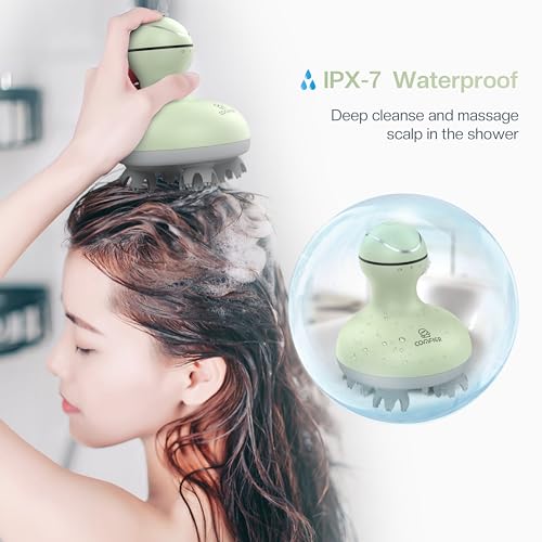 COMFIER Scalp Massager, Electric Head Scratcher, Portable Head Massager for Hair Growth with 84 Silicone Massage Nodes, Dog&Cat Massager, Rechargeable, Waterproof, Gifts for Mom,Dad,Women,Men (Green) - Image 4