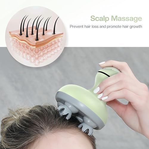 COMFIER Scalp Massager, Electric Head Scratcher, Portable Head Massager for Hair Growth with 84 Silicone Massage Nodes, Dog&Cat Massager, Rechargeable, Waterproof, Gifts for Mom,Dad,Women,Men (Green) - Image 2