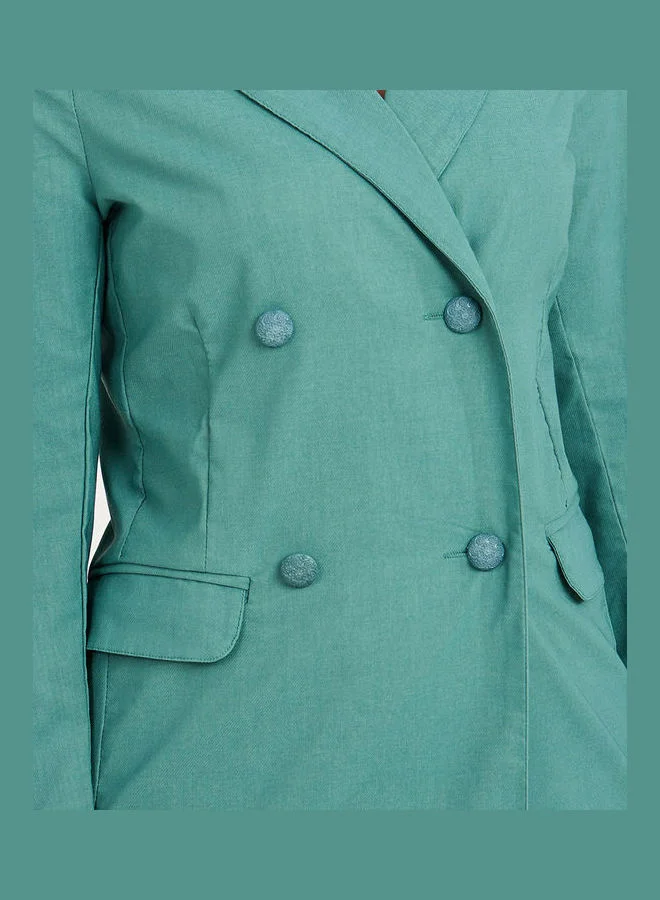 Styli Long Sleeves Double Breasted Blazer Knee Length Dress