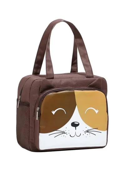 Mobcos Cute Animal Cat Bear Lunch Bags Small Cooler Bag Leak Proof Lunch Tote Hand bag Aluminum Foil And Water Proof For Kids and Adults Easy To Carry (Brown)