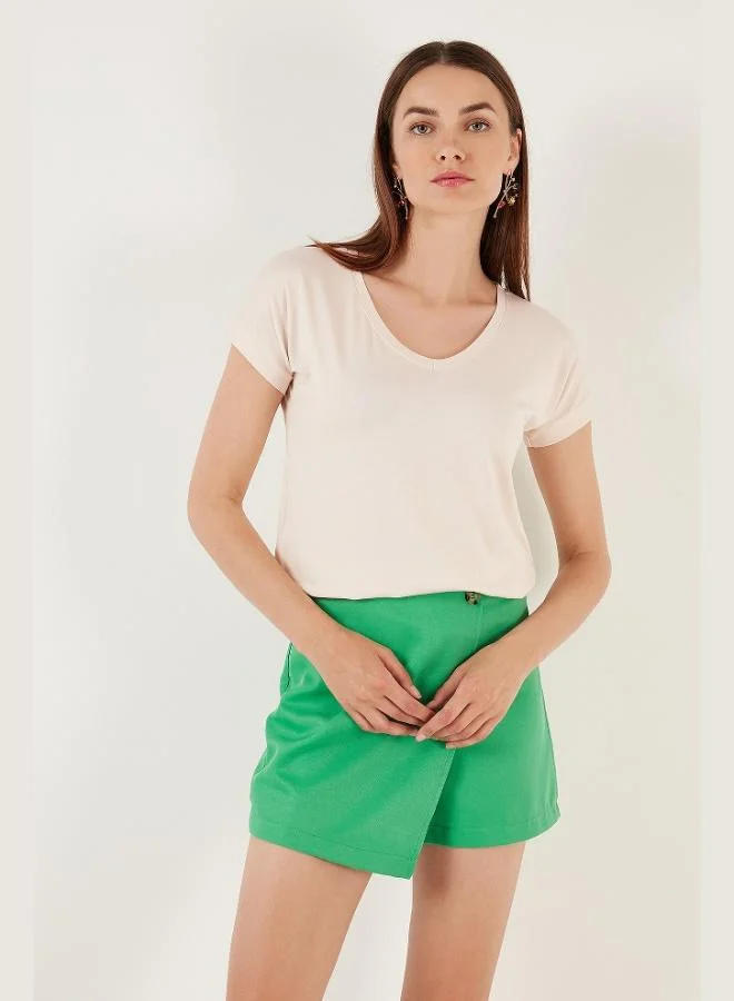 Lela Lela V-Neck Relaxed Fit Blouse with Slit, Women's Blouse 5862000