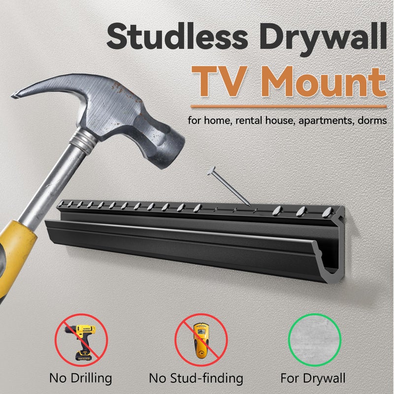 Antimbee Studless TV Wall Mount for Drywall, No Stud Hanger for 12â€“55 Inch, No Drill Wall Mount TV Bracket, VESA Max 400x400, Up to 100lbs, Low Profile, Tilts 5Â°, No Damage, Easy Install for Rental Apartment - Image 3