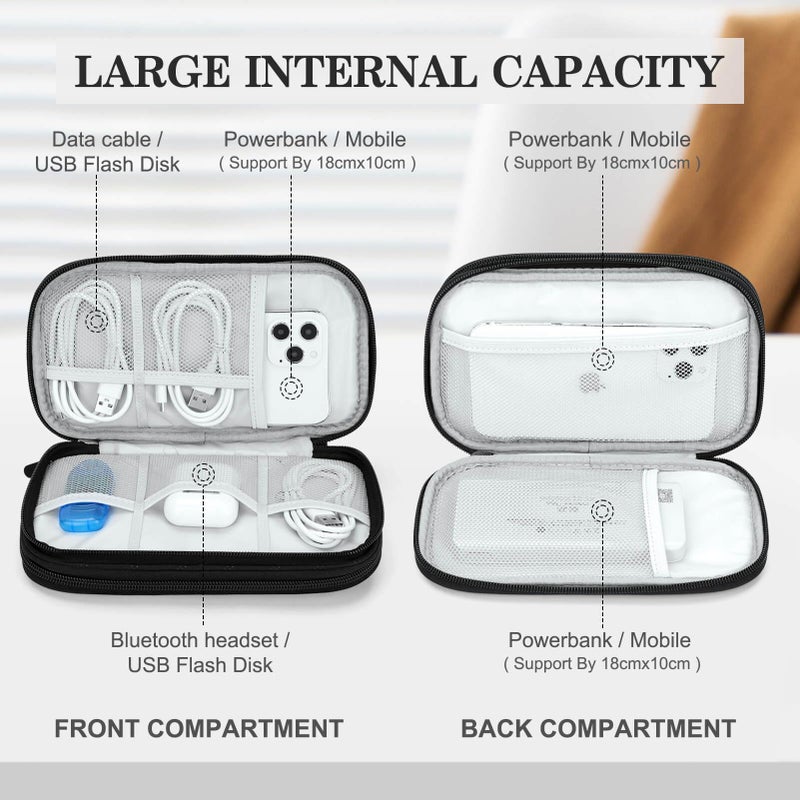 FYY Electronic Organizer, Travel Cable Organizer Bag Pouch Electronic Accessories Carry Case Portable Waterproof Double Layers All-in-One Storage Bag for Cable, Cord, Charger, Phone, Pattern Black (M) - Image 3