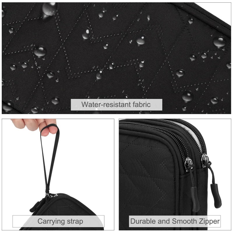 FYY Electronic Organizer, Travel Cable Organizer Bag Pouch Electronic Accessories Carry Case Portable Waterproof Double Layers All-in-One Storage Bag for Cable, Cord, Charger, Phone, Pattern Black (M) - Image 4