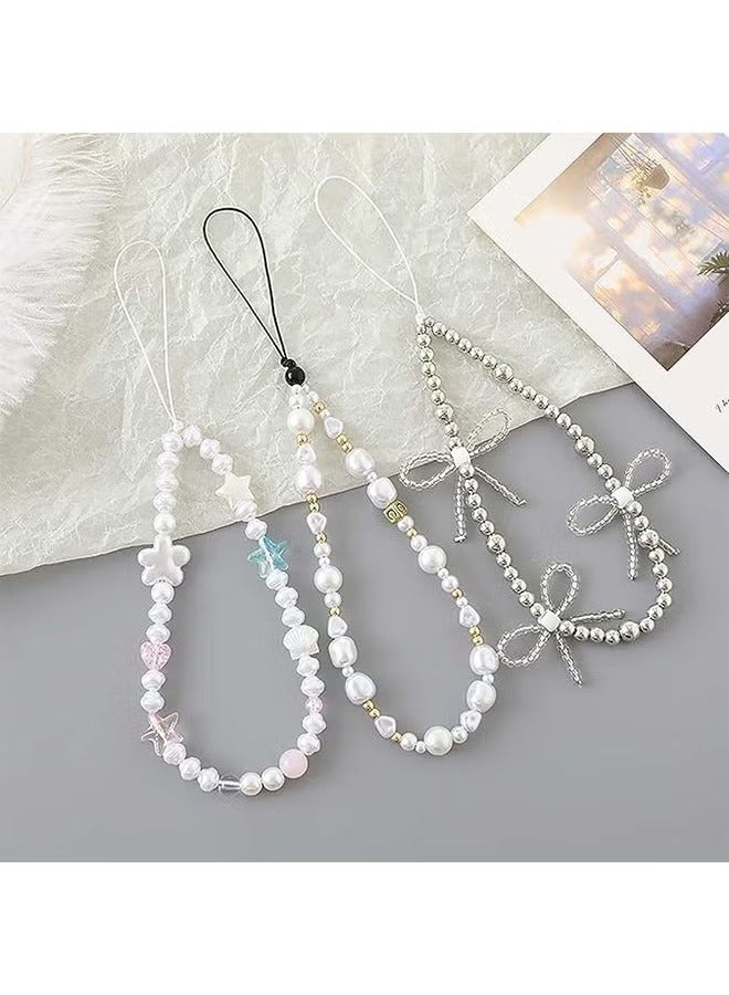 Phone Charm Phone Wrist Strap for Women Phone Chain Phone Lanyard Handmade Cell Phone Accessories for Women Classic Pearl  - Image 4