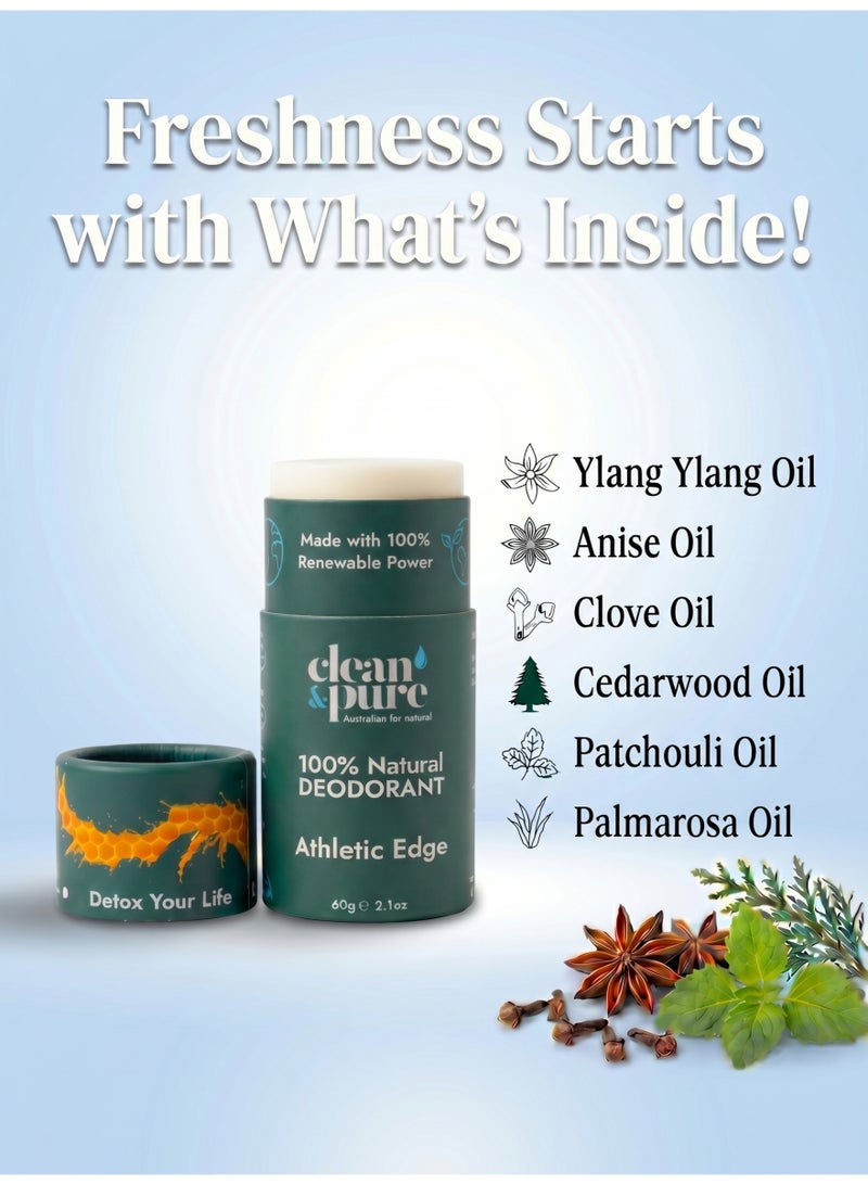 Clean & Pure Athletic Edge GPF Deodorant 60g – Natural, Long-Lasting Freshness for Active Lifestyles - Image 3